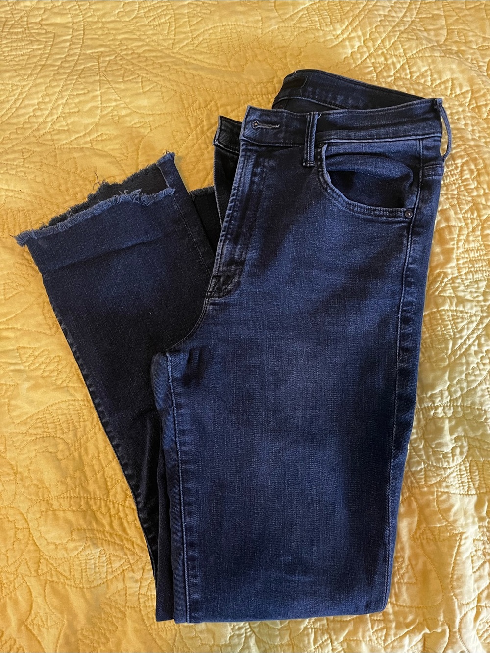 Mother Insider Crop Step Fray Dark Wash Denim 29